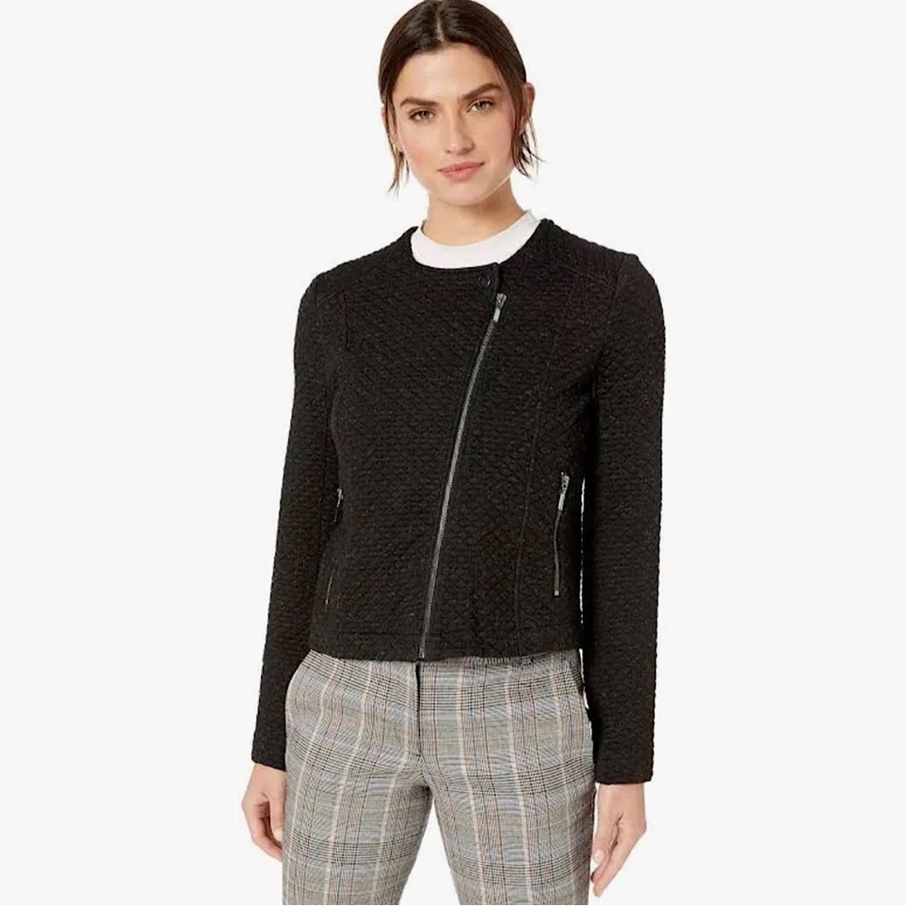 NWT Lyssé Devoe Quilted Tailored Moto Jacket Heather Black Large